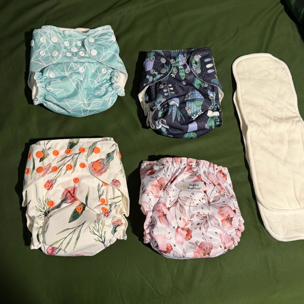 Brand New HappyBeeHind 100% Cotton AIO Cloth Diaper Set